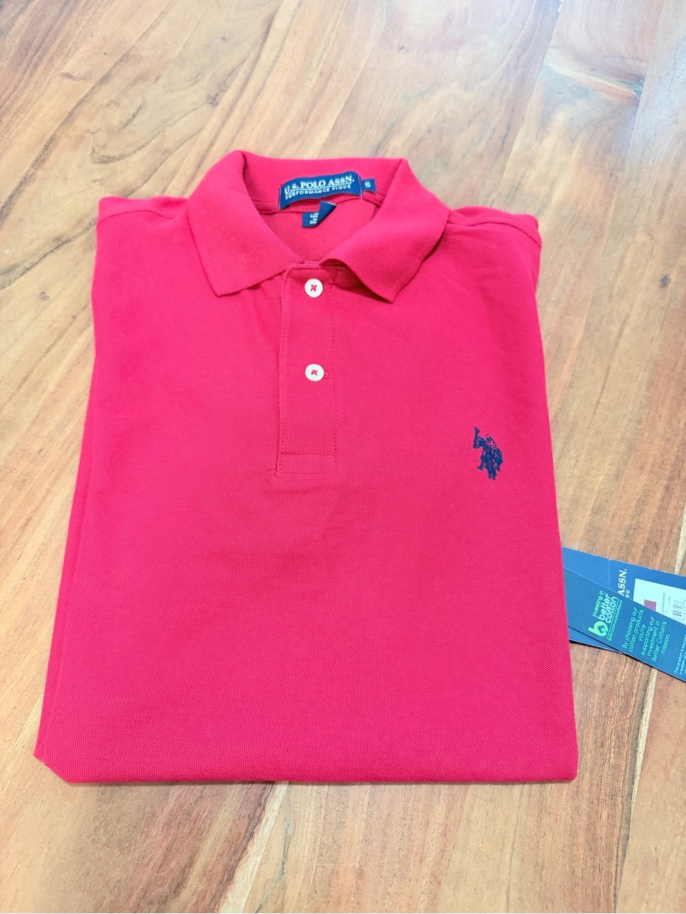 U.S. Polo Assn. Bright Red Polo with Navy Logo men’s size Snew